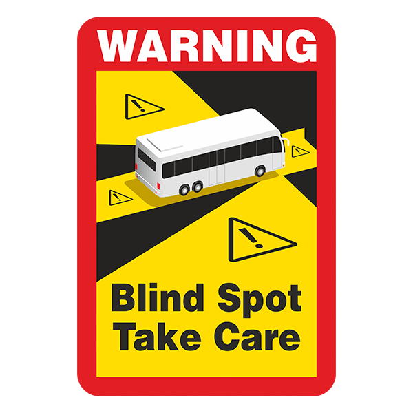 Autocollants: Warning, Blind Spot Take Care Bus