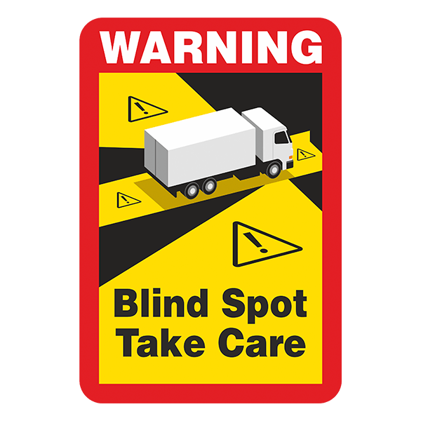 Autocollants: Warning, Blind Spot Take Care Camion