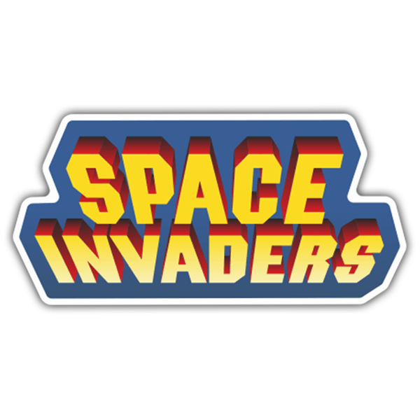 Autocollants: Space Invaders 3D Bleu