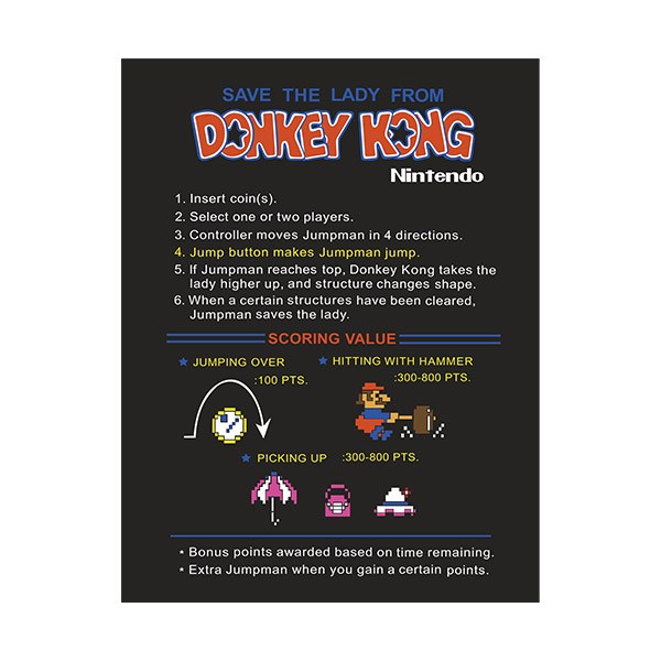 Autocollants: Instructions pour Donkey Kong