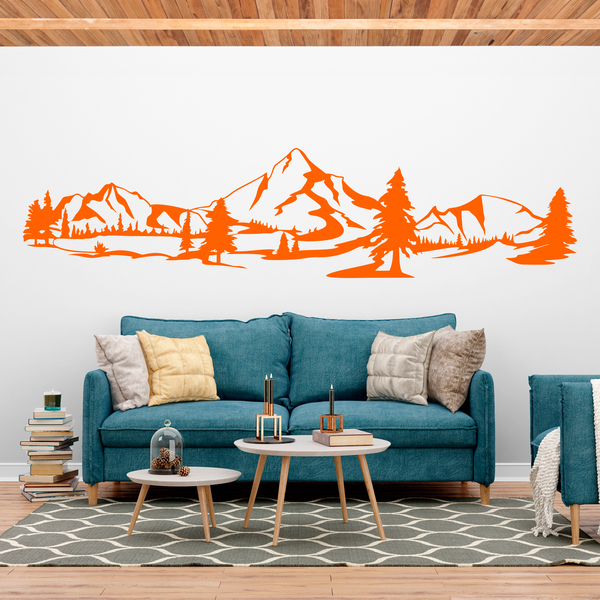 Sticker mural Montagnes et pins
