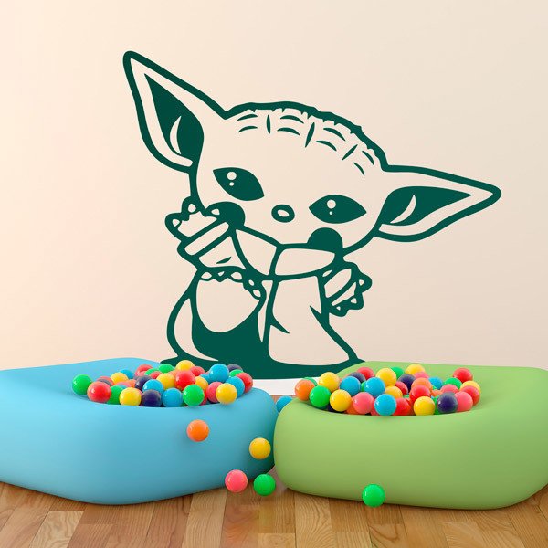 Stickers muraux: Baby Yoda salutation