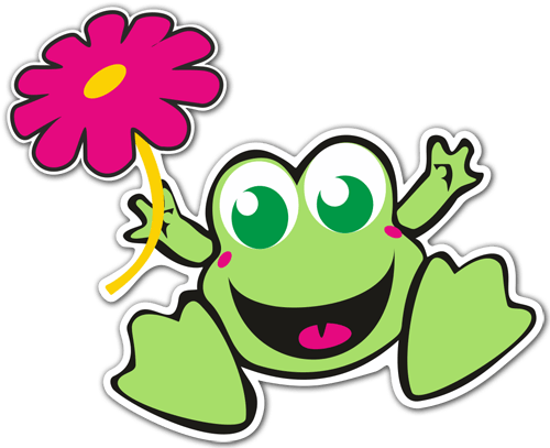 Autocollants: Grenouille avec fleur