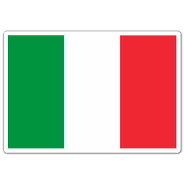 Autocollant Drapeau Italie - Vinyle 10x6,7 Cm, Imperméable, Pour Voiture, Casque, Fenêtre, + 2 Autocollants Bonus