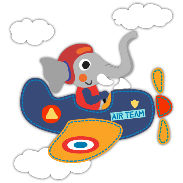 Stickers pour enfants: Pilote d'avion d'éléphant