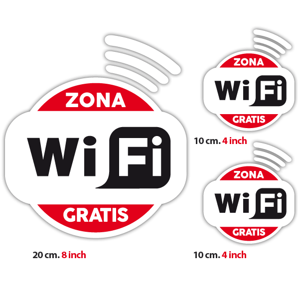 Stickers muraux: Zona Wifi Gratis - Pack 3 autocollants
