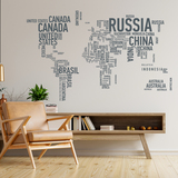 Stickers muraux: Carte du monde typographique 4