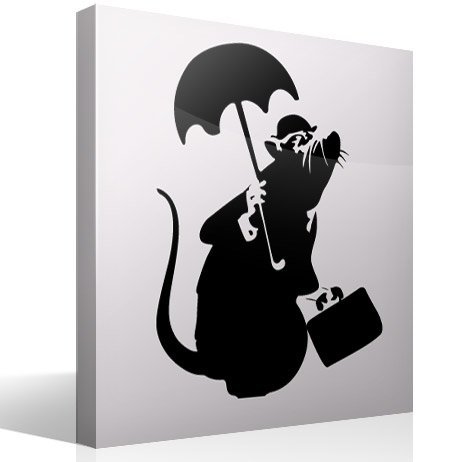 Stickers muraux: Rat avec le parapluie par Banksy