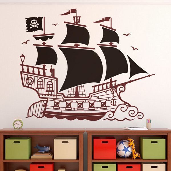 Stickers pour enfants: Grand Bateau Pirate