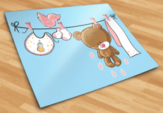 Stickers pour enfants: Bear sur la corde à linge rose 5