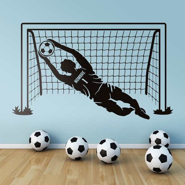 Sticker mural enfant gardien de but de football personnalisé