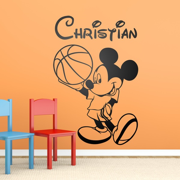 Stickers pour enfants: Mickey Mouse avec un ballon de basket