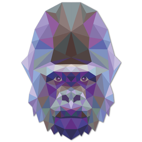Stickers muraux: Tête de l'Origami Gorille