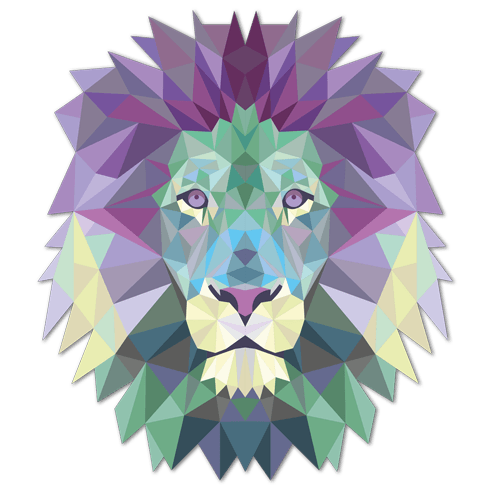 Stickers muraux: Tête de lion origami 2