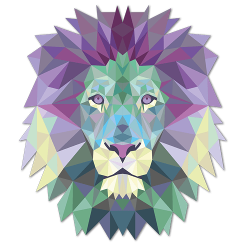 Stickers muraux: Tête de lion origami cool