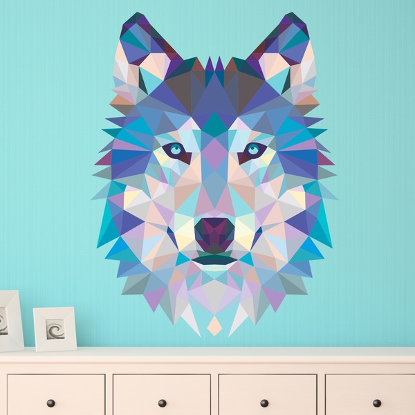 Stickers muraux: Tête de Loup Origami