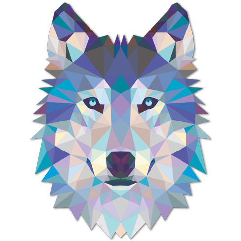 Stickers muraux: Tête de Loup Origami