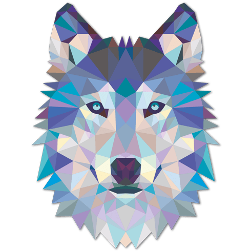 Stickers muraux: Tête loup origami