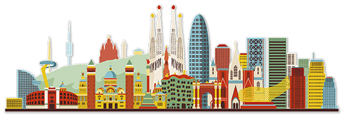 Stickers muraux: Skyline Barcelone Bâtiments