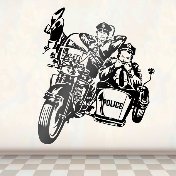Stickers muraux: Bud Spencer et Terence Hill policiers à moto