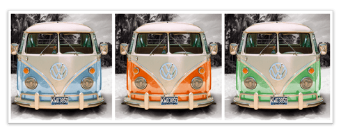 Stickers muraux: 3 Volkswagen T1 (kombi)