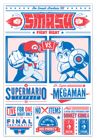 Stickers muraux: Mario Bros contre Megaman