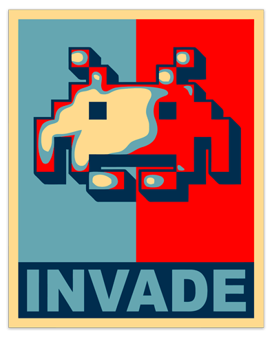 Stickers muraux: Poster adhésif Invader Obama Style
