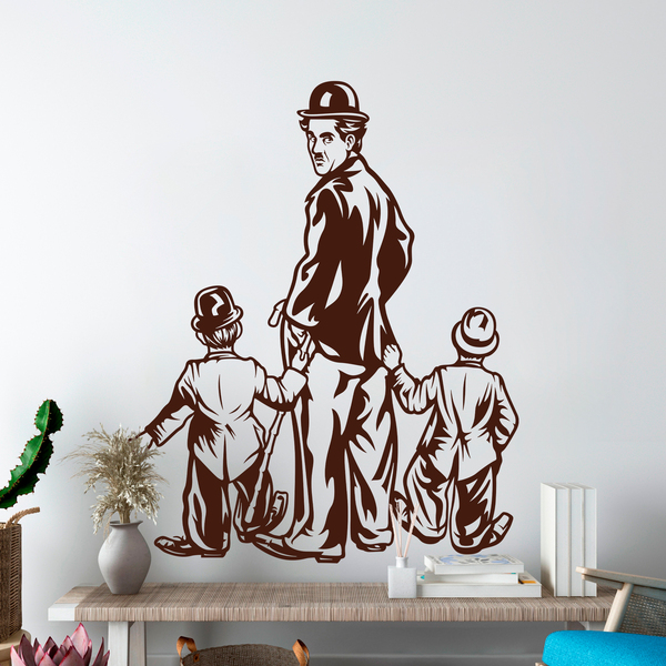 Stickers muraux: Charles Chaplin avec deux enfants