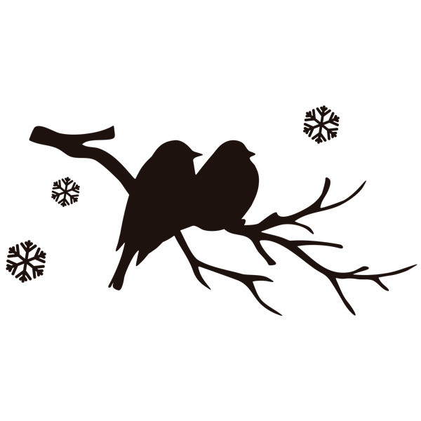 Stickers muraux: Oiseaux sur la branche et la neige