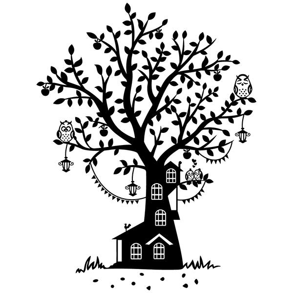 Stickers pour enfants: Le Cottage Owl Tree
