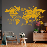 Stickers muraux: Carte Mundi Océans et Continents en anglais 2