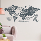 Stickers muraux: Carte Mundi Océans et Continents en anglais 3