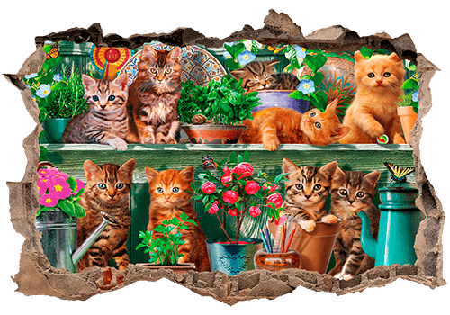 Stickers muraux: Trou Chatons