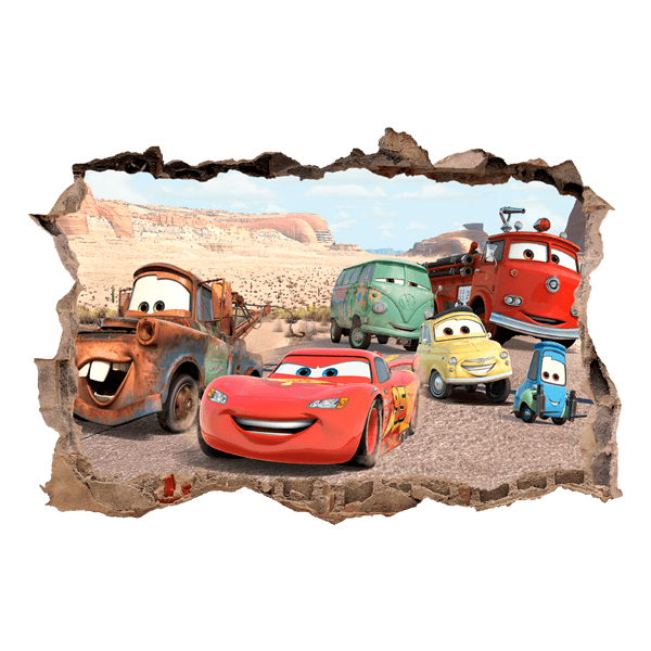 Stickers muraux: Sticker mural Trou Flash McQueen et ses amis