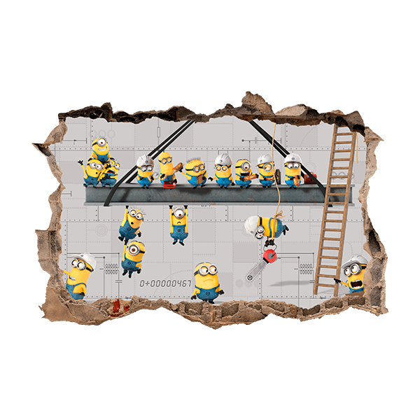 Stickers muraux: Sticker mural Trou Minions en construction