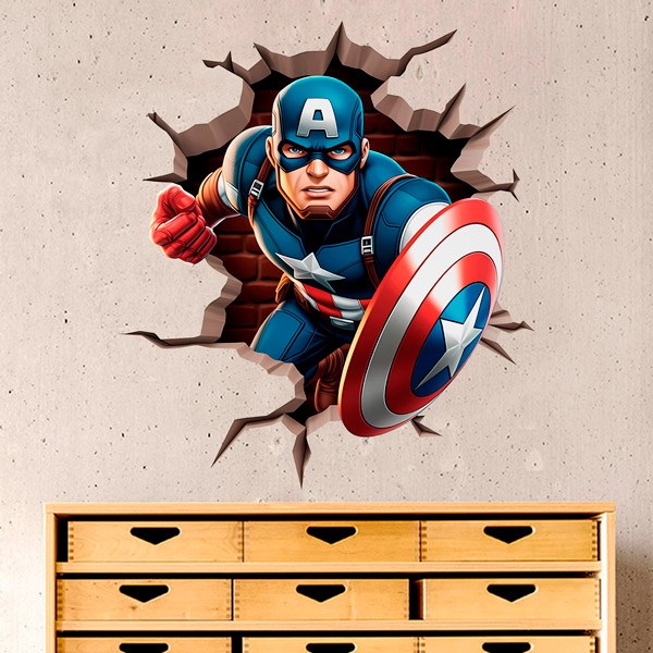 Stickers muraux: Captain America en action