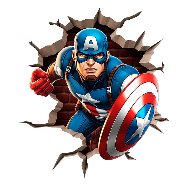 Stickers muraux: Captain America en action