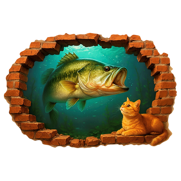 Stickers muraux: Trou du poisson et du chat