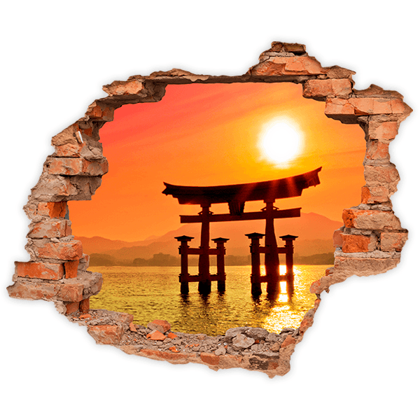 Stickers muraux: Trou Porte Torii sur le lac