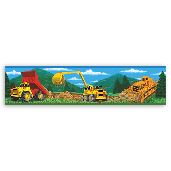 Stickers pour enfants: Frise papier peint pour enfants Machines de constr