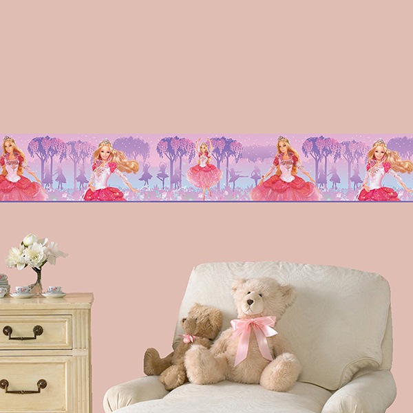 Stickers pour enfants: Frise Murale Barbie princesse 