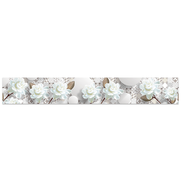 Stickers muraux: Des roses blanches sur des carreaux