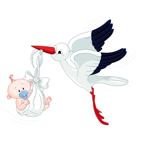 Stickers pour enfants: Cigogne et Bébé
