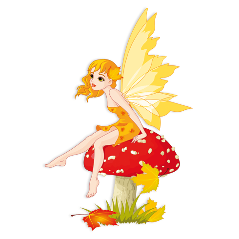 Stickers pour enfants: Fée Assise sur le champignon