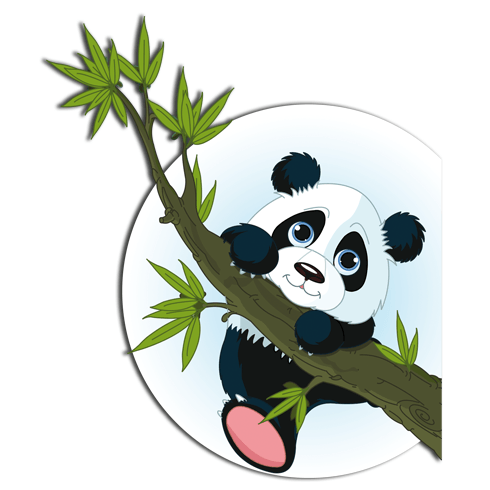 Stickers pour enfants: Panda sur le branche