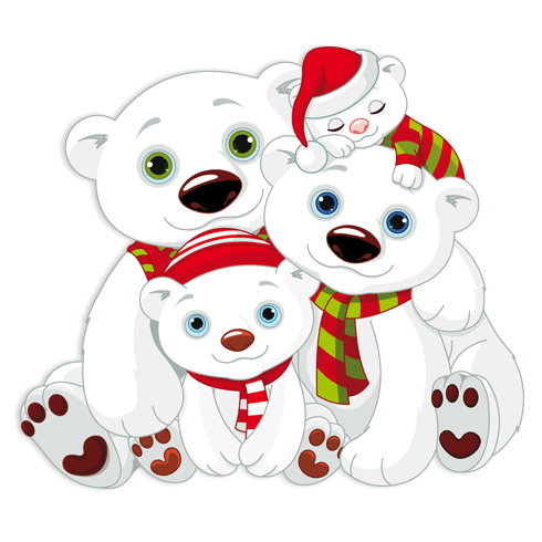 Stickers pour enfants: Ours blanc famille