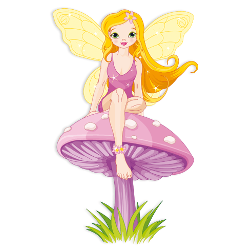 Stickers pour enfants: Fée Assise sur le champignon 2