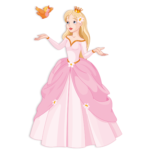 Stickers pour enfants: Princesse et petit oiseau