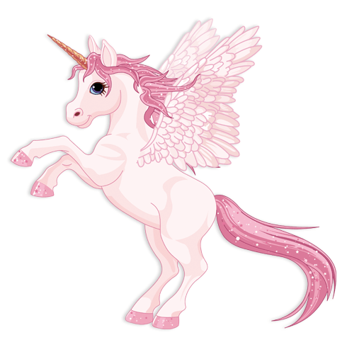 Stickers pour enfants: Unicorn avec des ailes roses