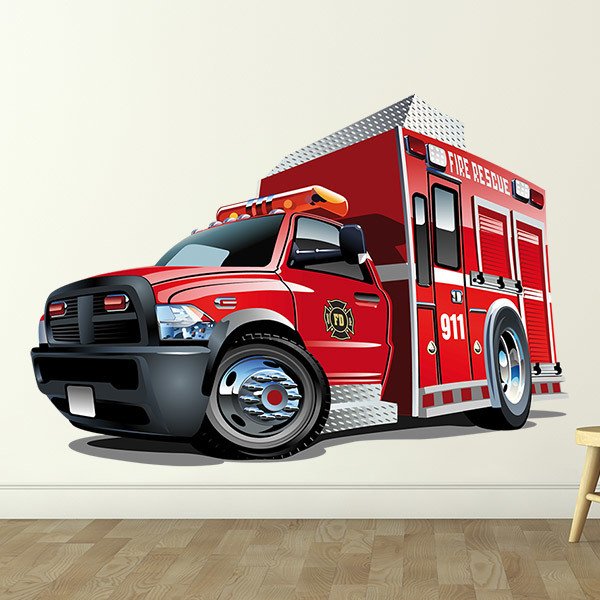 Stickers pour enfants: Camion de sauvetage incendie